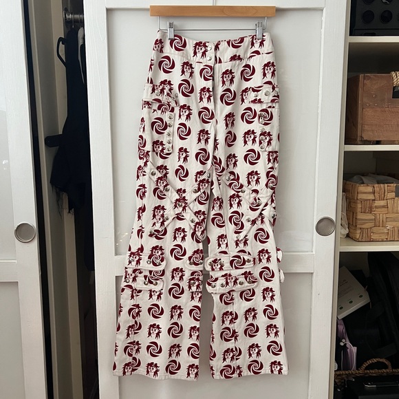 White and Red Patterned Choppva Lowena Pants